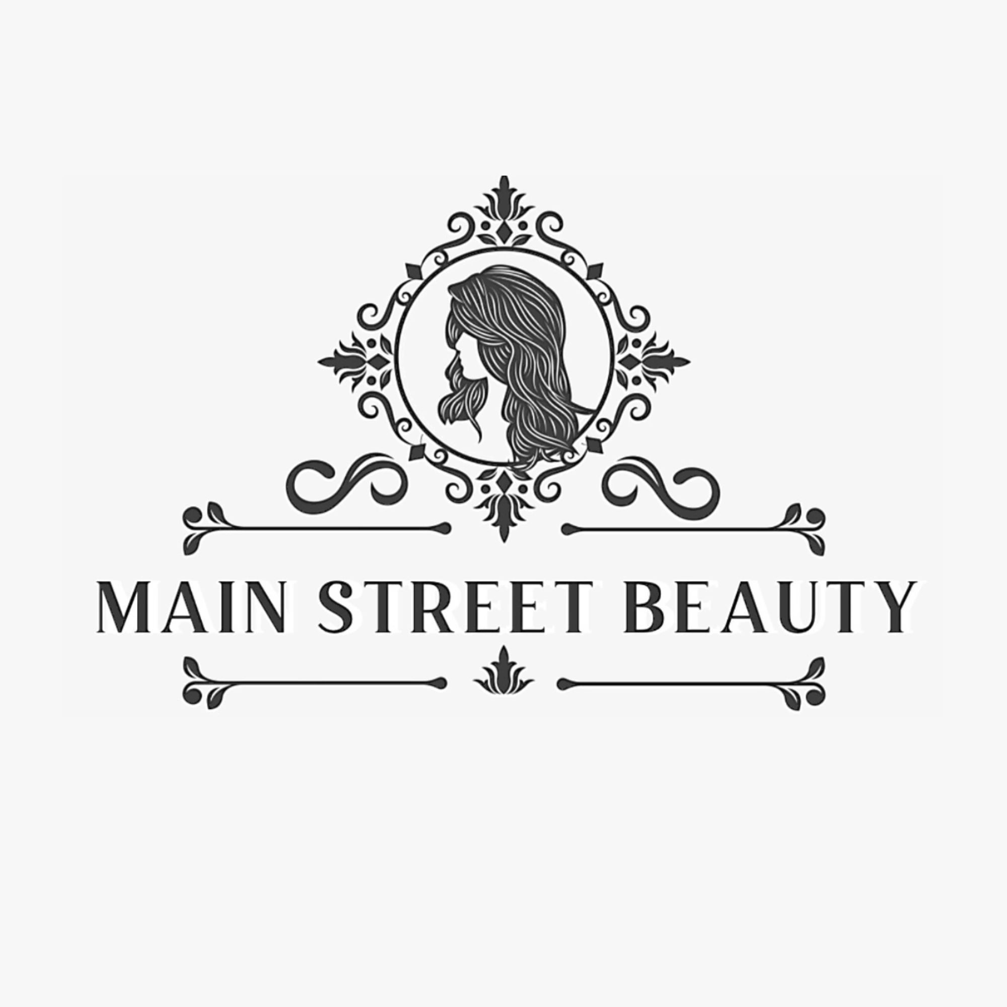 Elegant vintage beauty salon logo with a woman's profile in ornate frame.