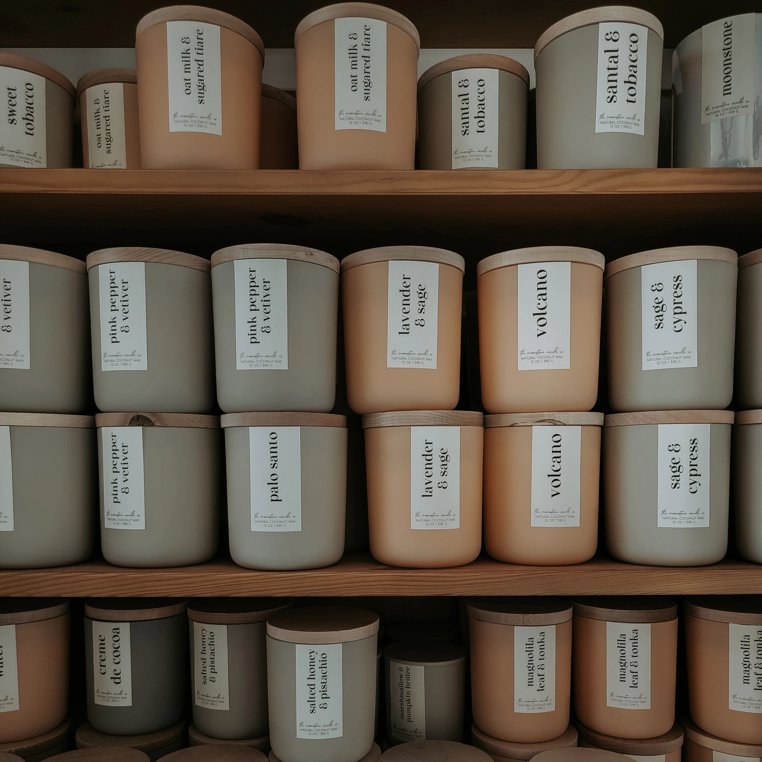 Candles on shelves