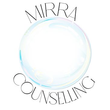 Logo of Mirra Counselling with a bubble design.