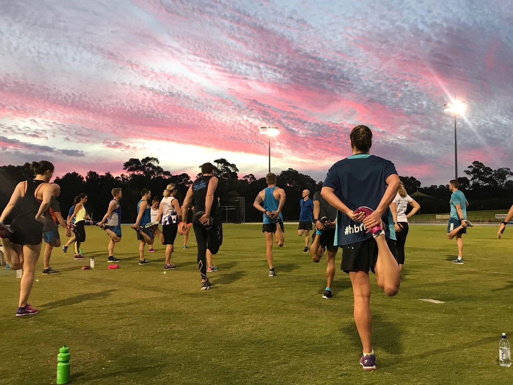 Group warmup for triathlon running training