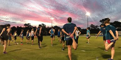 Group warmup for triathlon running training