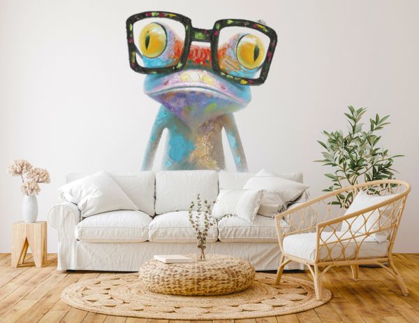 Gecko with glasses wall printed mural