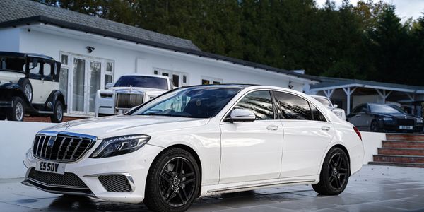 Mercedes S Class white long wheel base 
White Mercedes S Class for hire in London and surrounding 