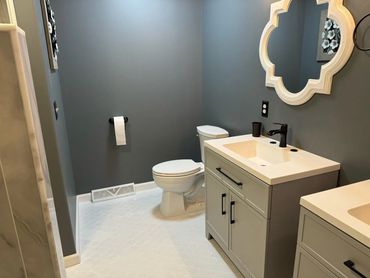 A remodeled bathroom.