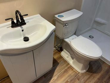 A new sink and toilet.