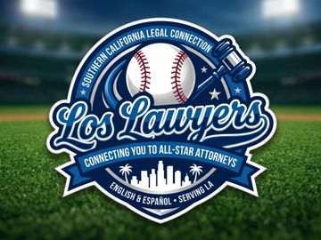 Logo combining baseball and legal themes for Los Lawyers in Southern California.