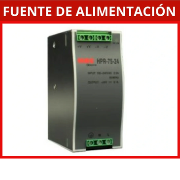 Fuente de alimentación industrial MEAN WELL modelo 75W, salida 24V utilizada en la automatización