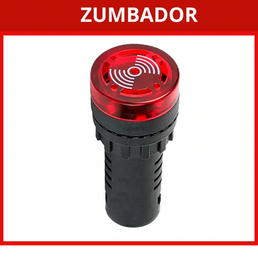  zumbador o Buzzer, utilizada como alarma o aviso de maquinaria p proceso de confirmación o alerta 