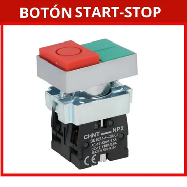 Pulsador doble es un dispositivo con dos botones, sirve para apagar y prender una maquina 