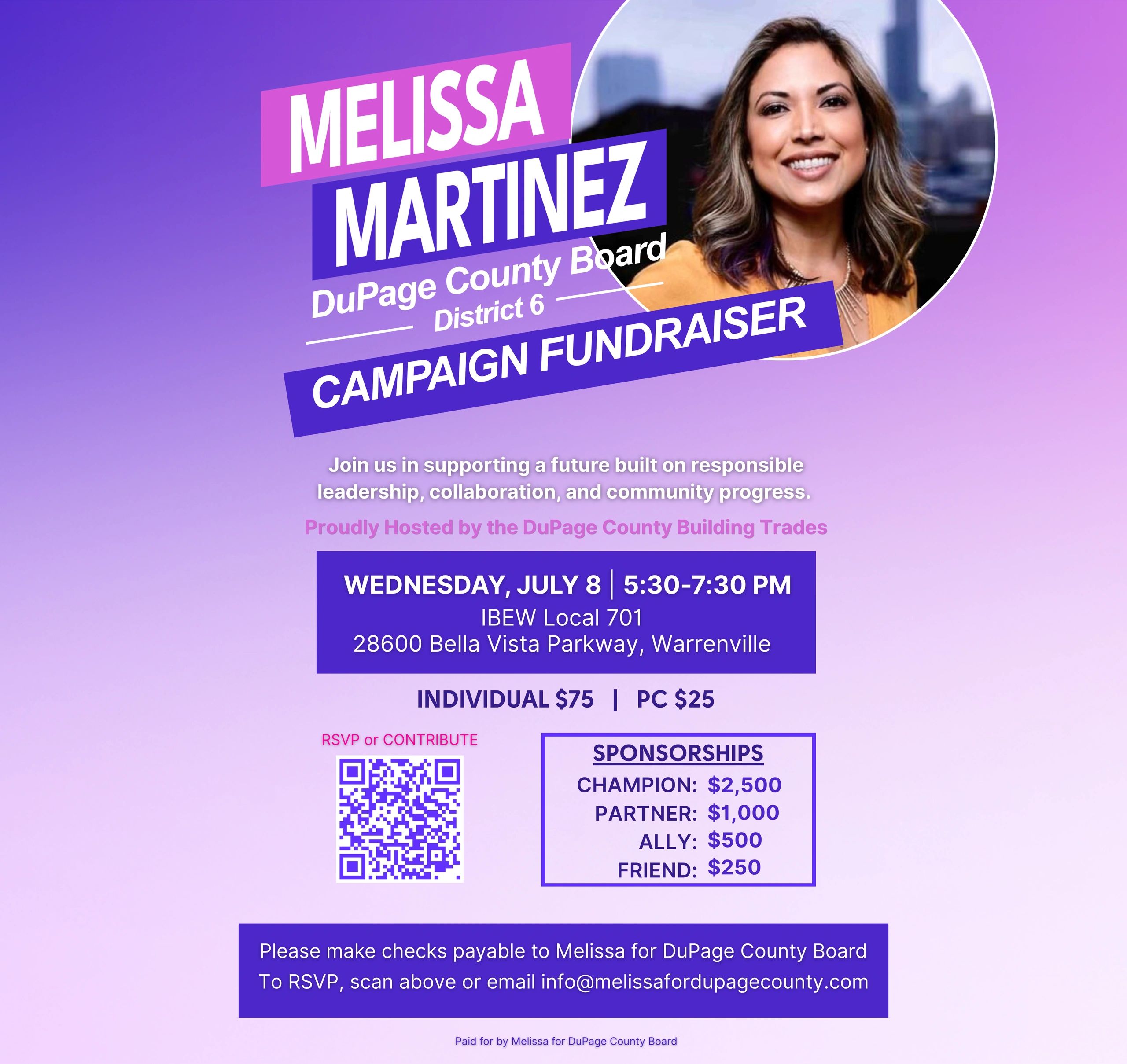 Melissa Martinez campaign fundraiser for DuPage County Board District 6