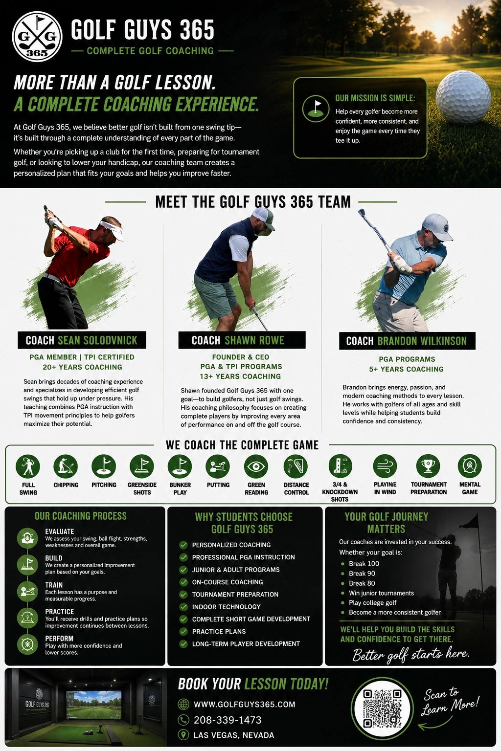 Coaches from left to right: 
Sean Solodvnick, PGA, TPI
Shawn Rowe, Founder & CEO 
Brandon Wilkinson
