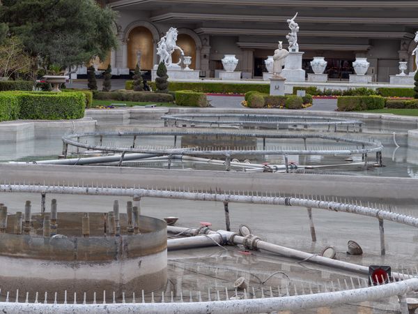 The fountains turned off for the first time