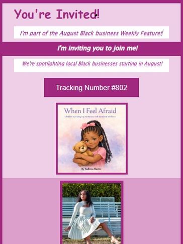 Invitation for August Black business weekly feature with book and author images.