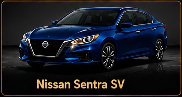 Blue Nissan Sentra SV car showcased.