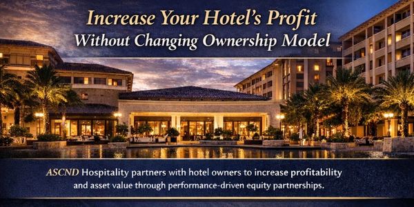 Hotel advertisement promoting profit increase without changing ownership.