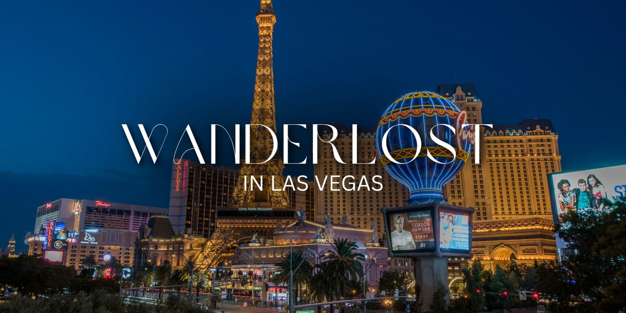 Las Vegas Strip at night with bright lights and iconic landmarks.