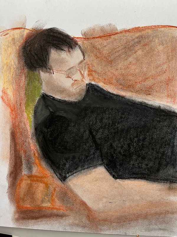 Sleeping man on sofa. 