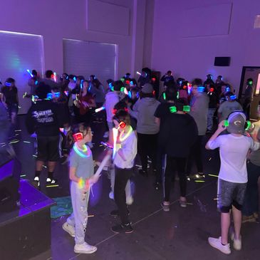 Hire up to 3 djs with 3 transmitters or hook up to cell phone tablet or laptop. Silent disco 