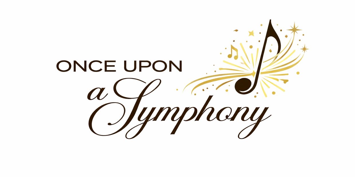 Elegant text 'Once Upon a Symphony' with a decorative musical note.