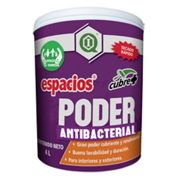 Pintura acrílica que evita el desarrollo de bacterias y hongos.