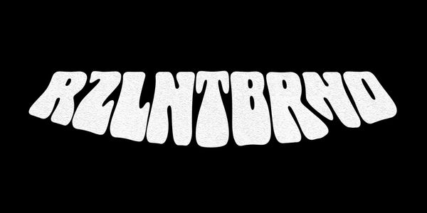 White distorted text 'RZLNTBRND' on black background.