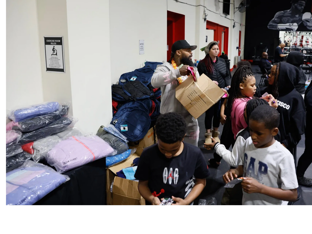 Giving warm coats to kids in need.
