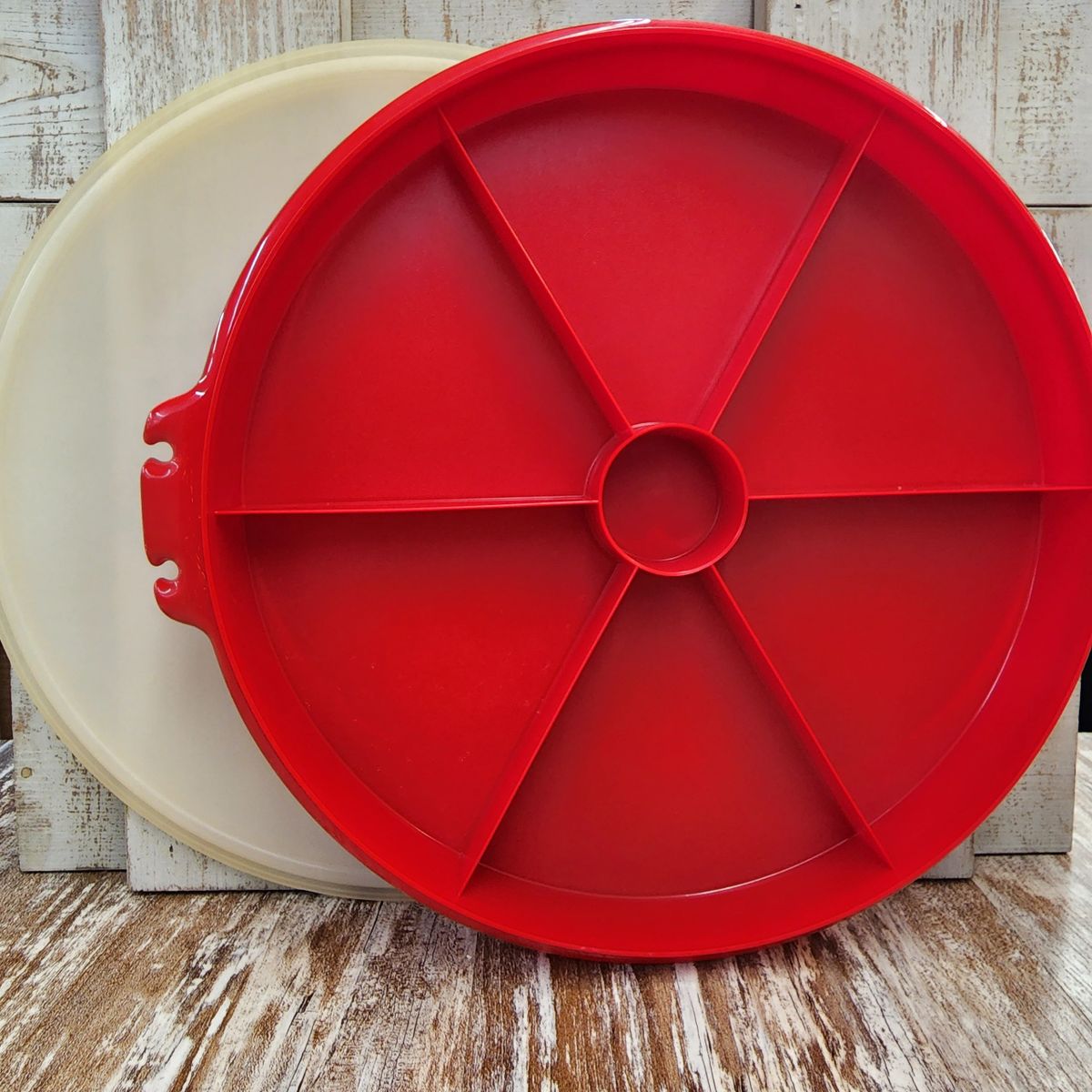 Tupperware 4051 Red Divided Tray with Lid