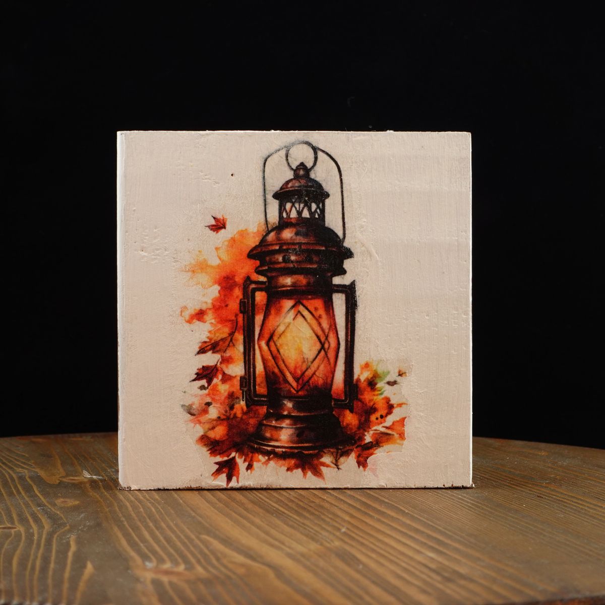 Handmade Wooden Decoupage Lantern Sitter