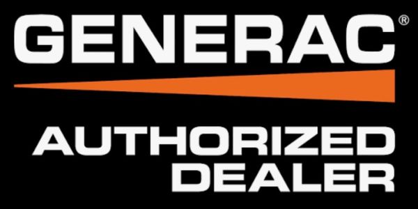 Generac authorized dealer logo with bold white text and an orange bar.