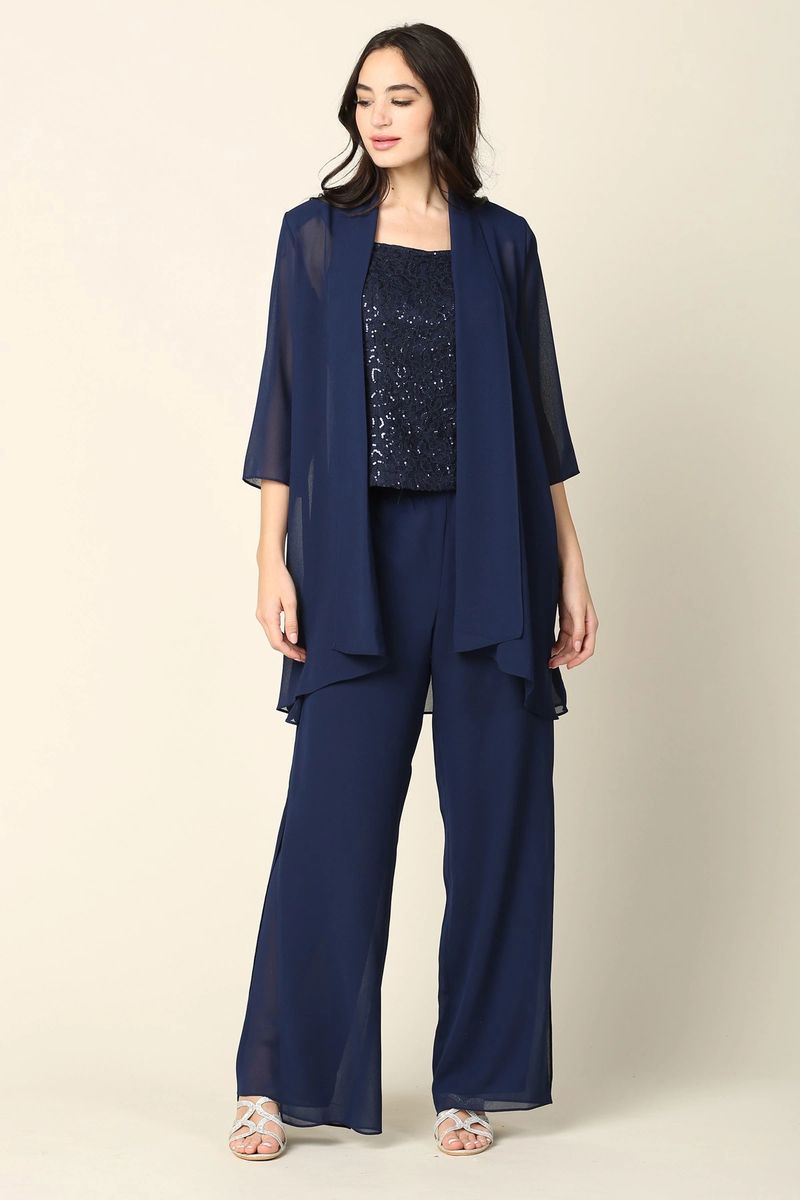 3 Piece Pretty Pant Suit (Color: Silver, Size: M)