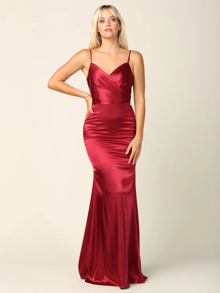 Charmeuse Spaghetti Strap Gown With Corset Back