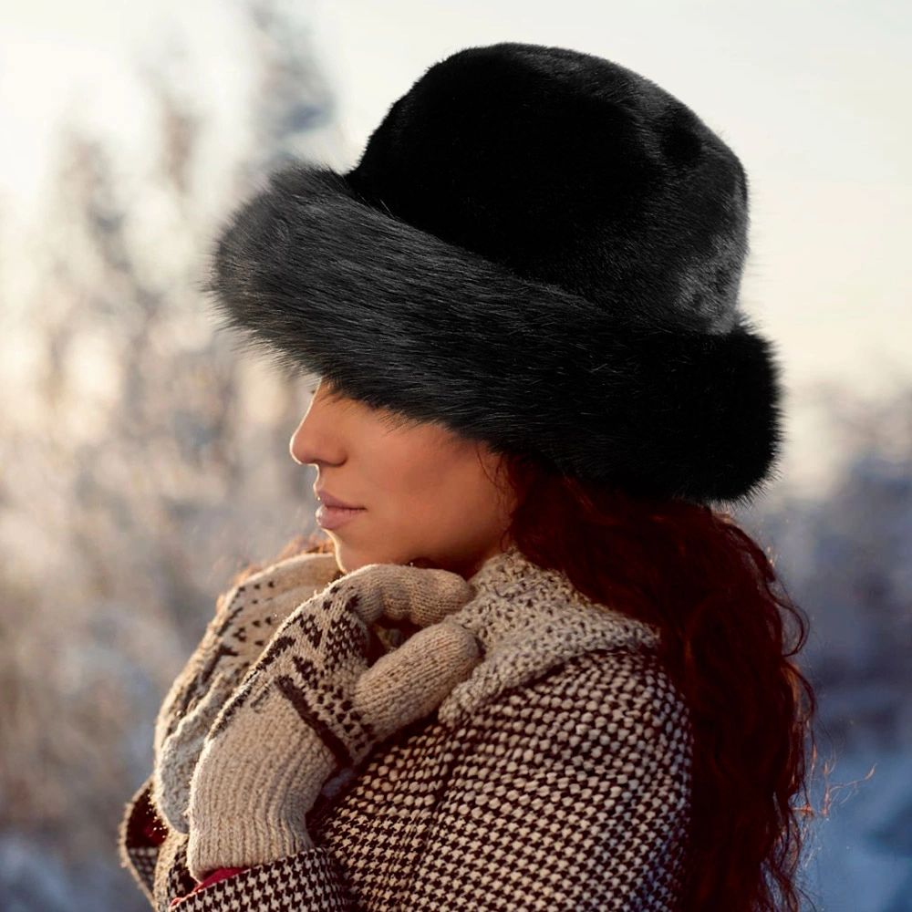 Faux Fur Russian Style Plush Bucket Hat display picture 1