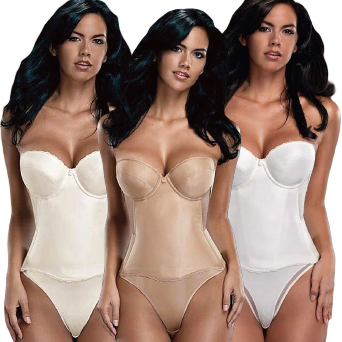 Flattering Me Bras - Long Line Corset Bra (Color: Ivory, Measurement: 50,  and Cup Size: B)
