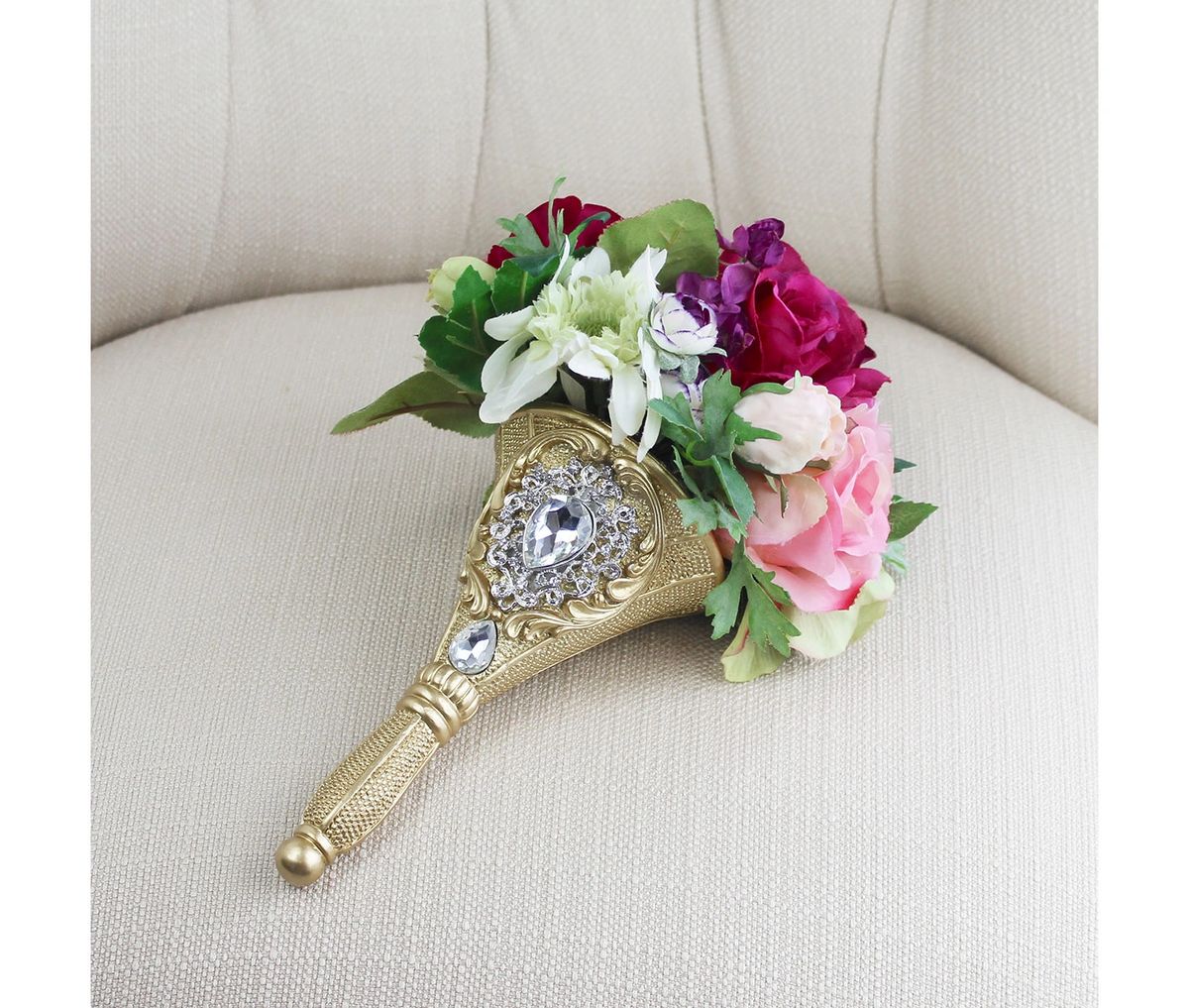 Jeweled Gold Wedding Bouquet Holder