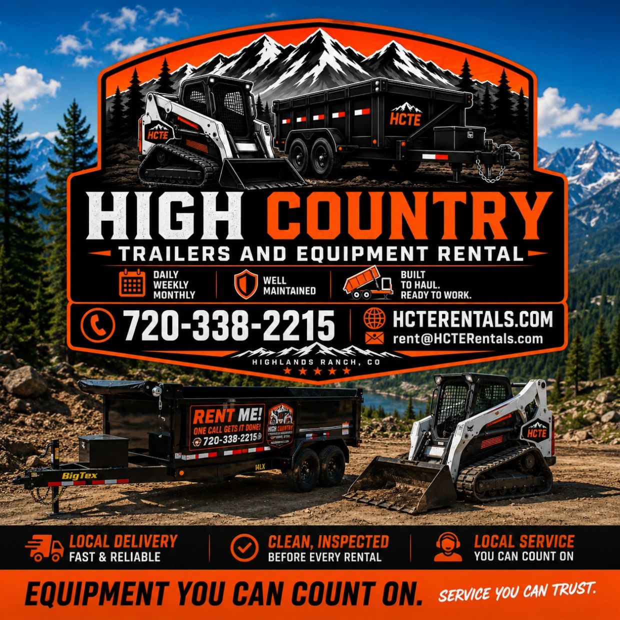 High Country trailers and equipment rental with contact info and service highlights.