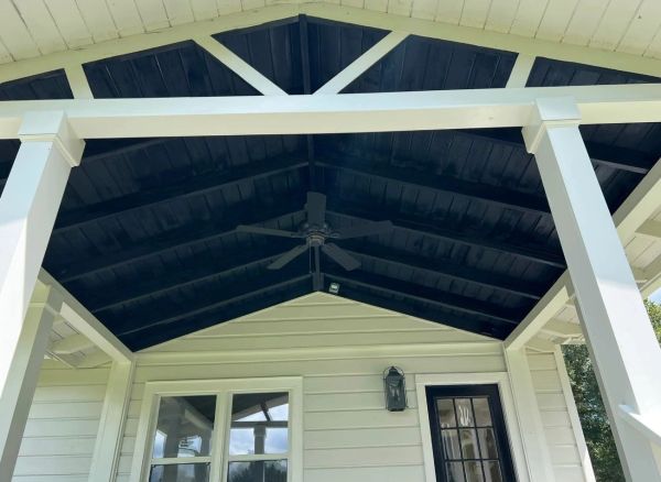 Porch ceiling stained black