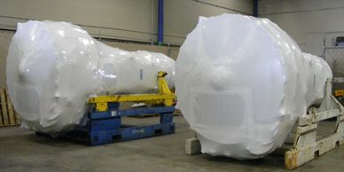 shrink wrapping of two jet engines