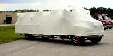 Truck shrink wrap to preserve the vehicle for storage