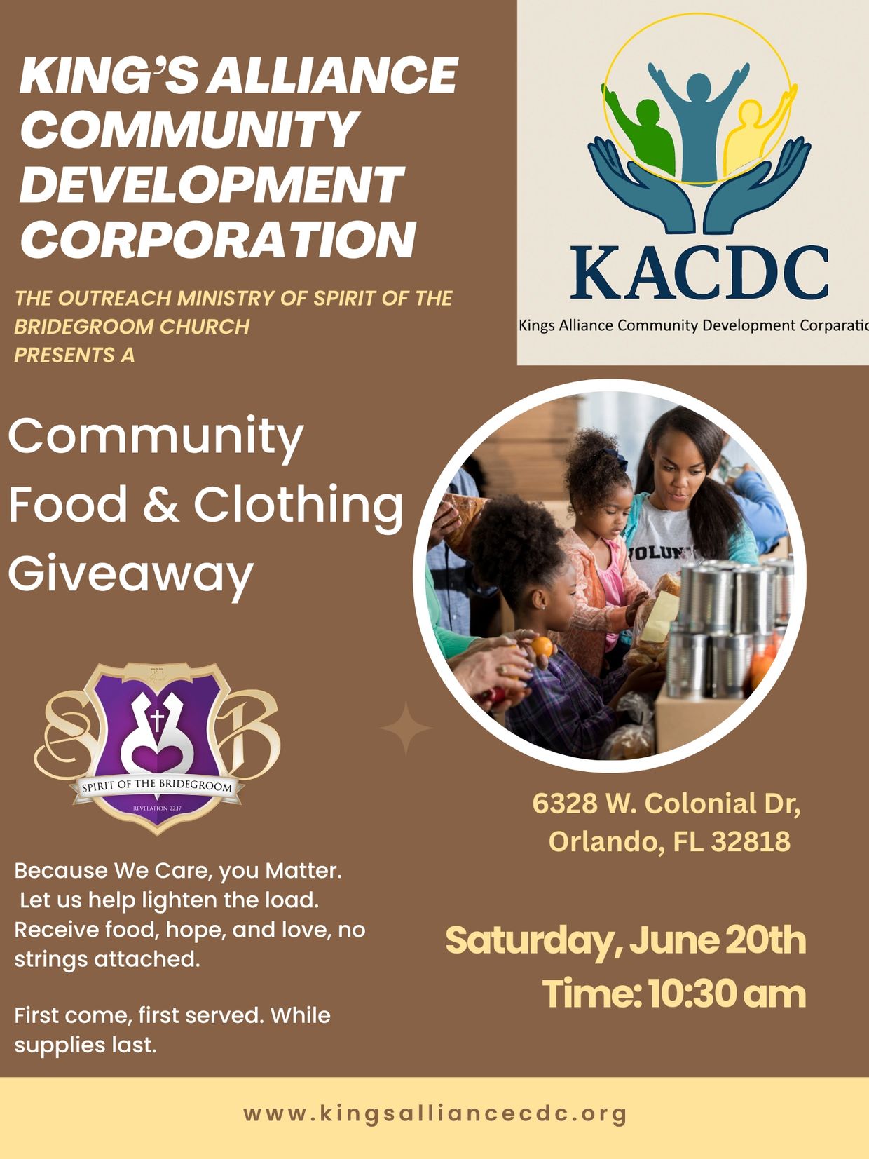 Community Food &amp; Clothing Giveaway event by King's Alliance Community Development Corporation.