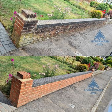 Pressure washing Brick wall
