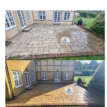 Pressure Washing Indian Sandstone Paving in Amesbury