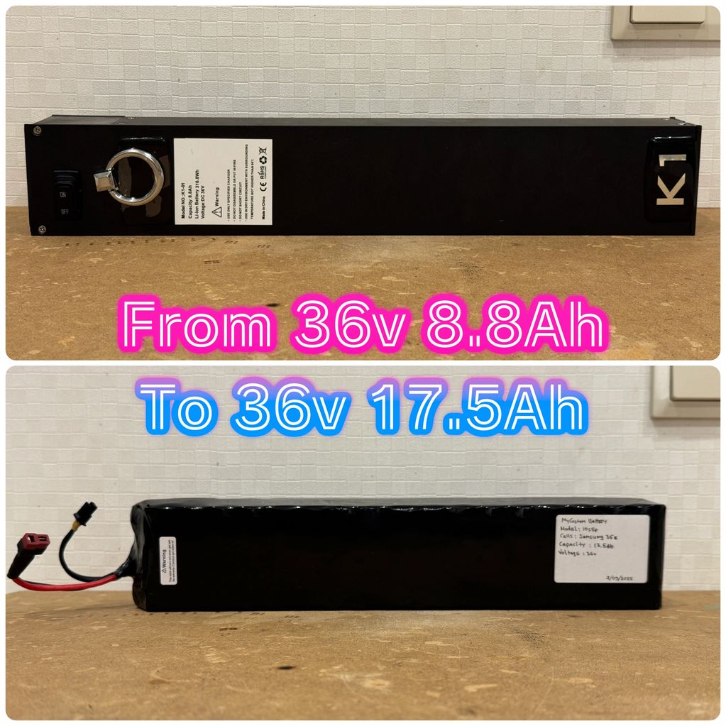 K1 battery pack upgrade from 8,800mAh to 17,500mAh