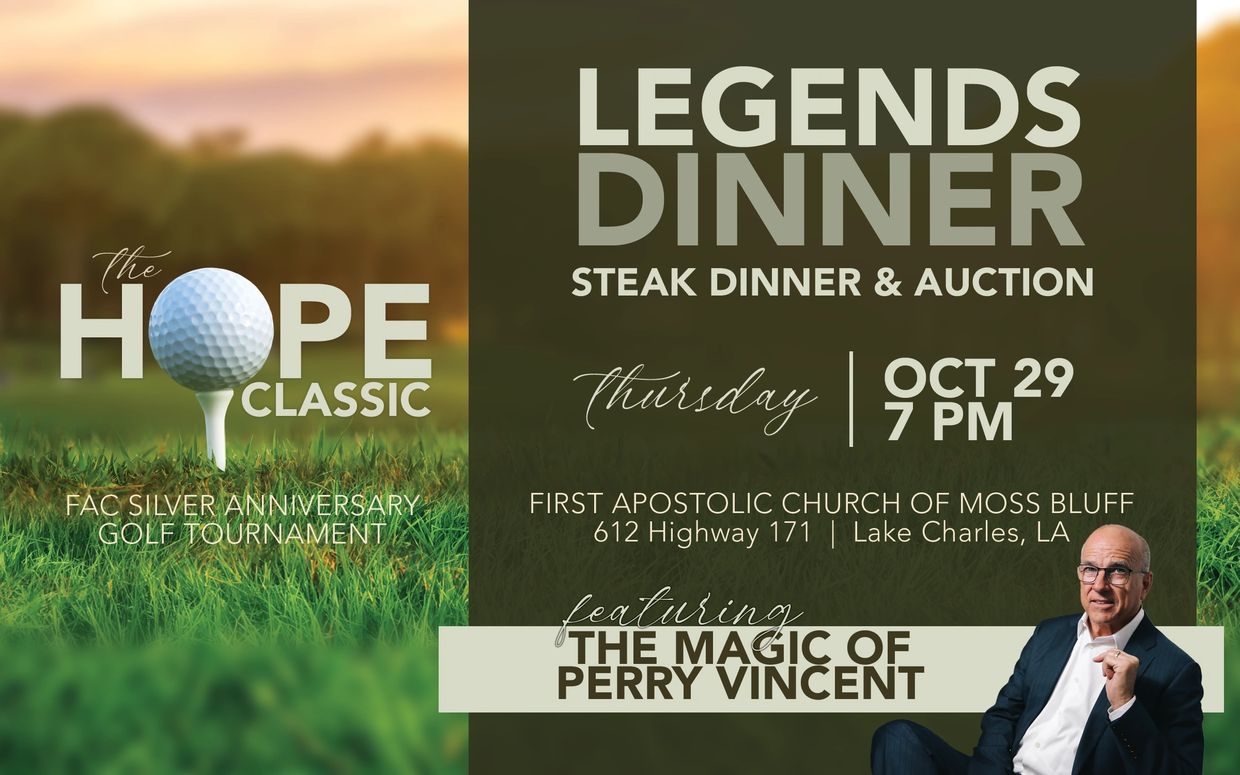Event poster for The HOPE Classic golf tournament and Legends Dinner.