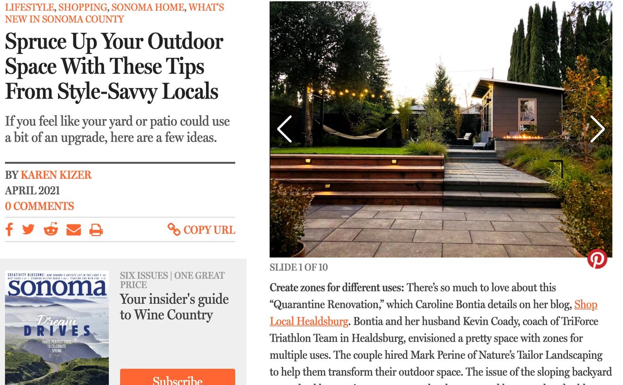 We're Shop Local (and Style-Savvy) as feat. in Sonoma Magazine