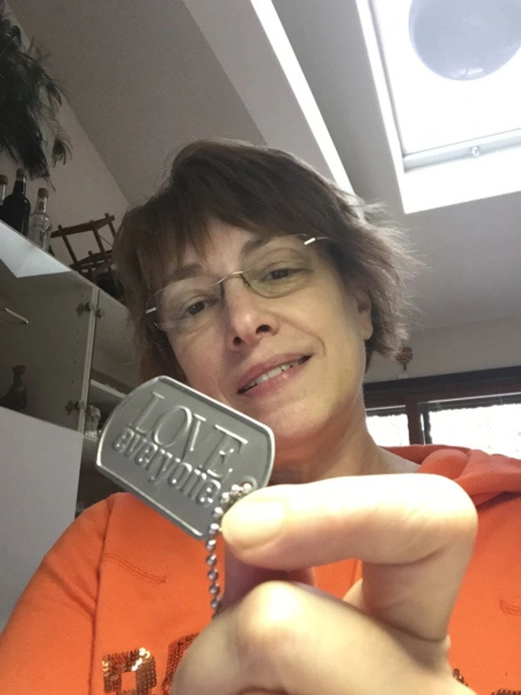 Maria with Dog tags