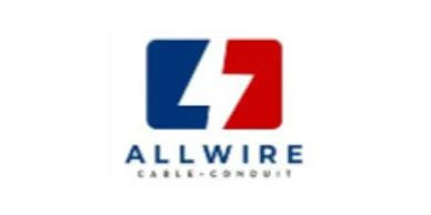 Logo of Allwire Cable-Conduit with blue and red design elements.
