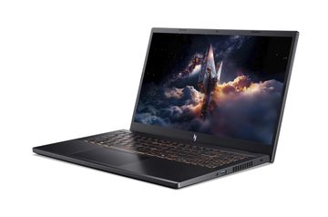 Sleek black laptop displaying a rocket launch on its screen.