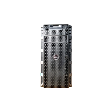 Front view of a Dell desktop computer tower with a patterned grille design.