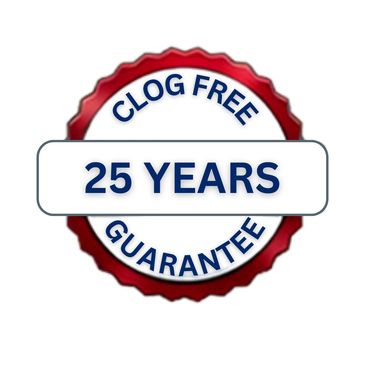 North Texas Gutters 25 years Clog Free Guarantee Badge 
