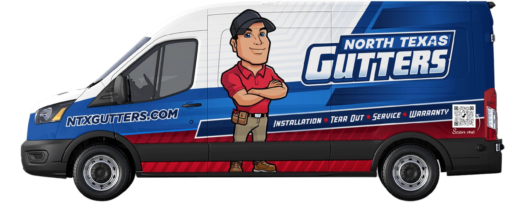 North Texas Gutters Van Wrapped - Installation, Tear Out gutter service and warranty 